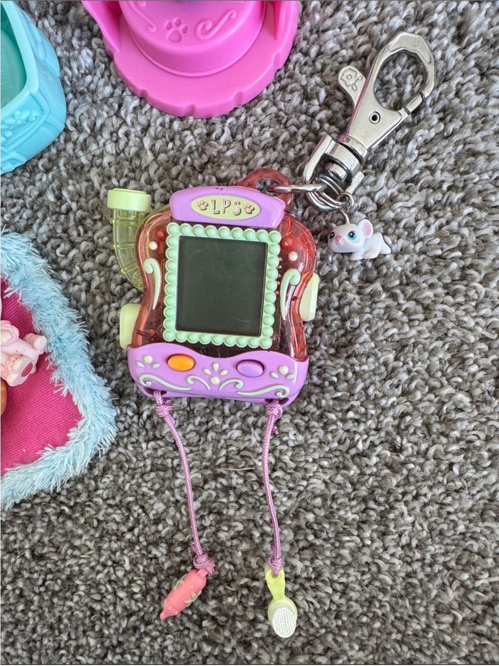 Littlest Pet Shop Pink & Purple Virtual Pet Keychain with Charm